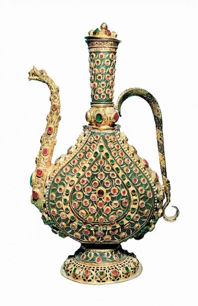オスマン・アート：貴石をはめ込んだ金の水差し金銀細工 17世紀 作： Unbekannt