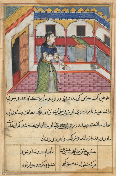 テイルズオブオウムトゥティナマのページ：第42夜：オウムのアドレス...、c。 1560年。 作： Unbekannt