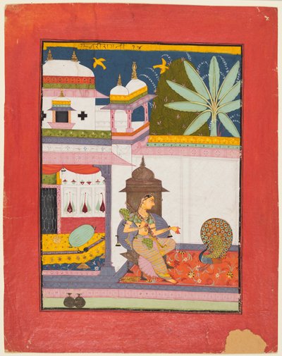 Ragamalaシリーズのページ：Gujari Ragini、c。 1680 作： Unbekannt