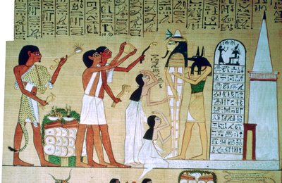 ヒューネフェルの死者の書のページ、テーベ、エジプト、第 19 王朝、紀元前 1300 年頃 作： Unbekannt