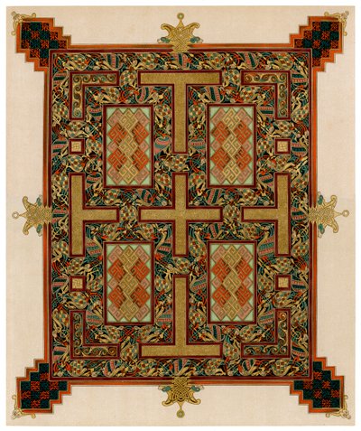 Lindisfarne Gospels、710-721 ADのページ 作： Unbekannt