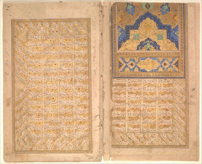 ニザミのシャラフナマ名誉書の書道のページ。 1620-30。 作： Unbekannt