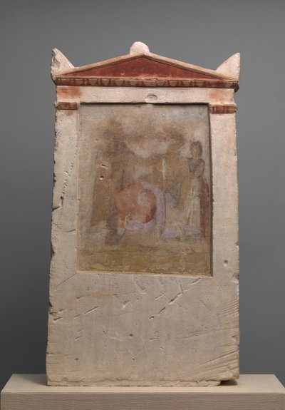 出産中の女性が描かれた石灰岩の葬式碑、紀元前 4 世紀後半から 3 世紀前半 作： Unbekannt