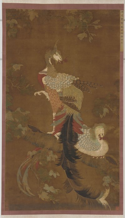 桐の木の鳳凰のペア、明王朝、16世紀。 作： Unbekannt