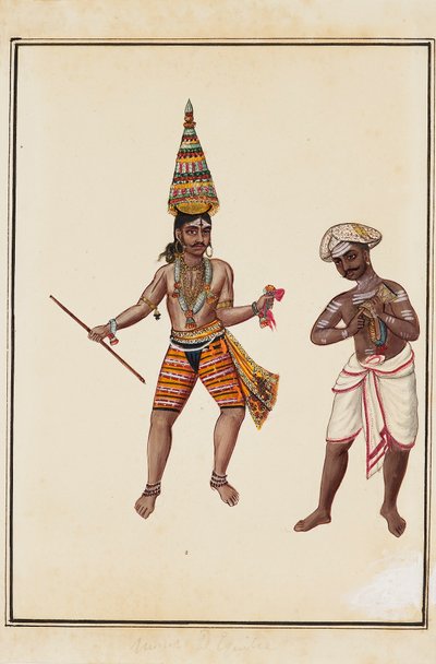 男性の寺院のダンサーのペア、1820-1825 作： Unbekannt