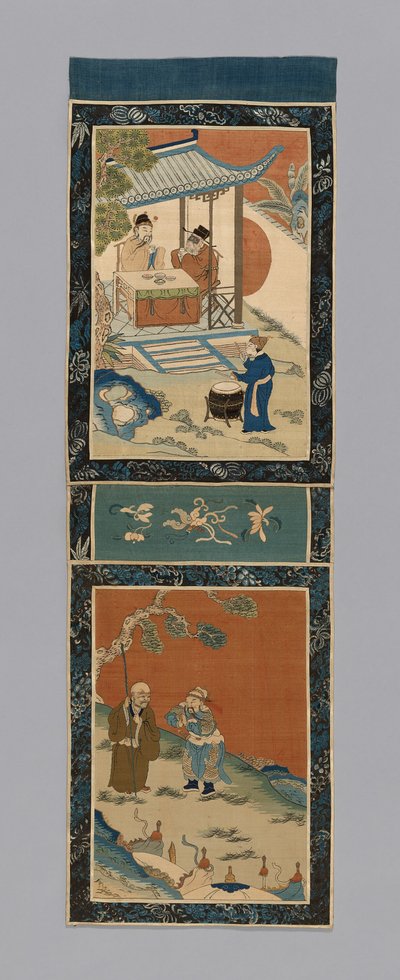 屏風のパネル、中国、清王朝 1644-1911、1875-1900。 作： Unbekannt