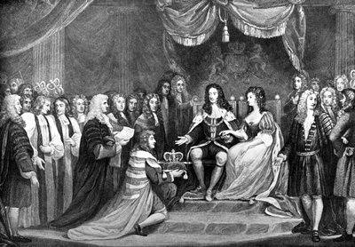 ウィリアムとメアリーに王冠を提供する議会、1689年、18世紀後半 作： Unbekannt