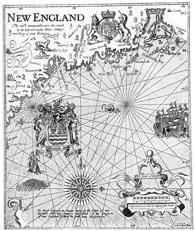 ジョンスミス船長の地図、17世紀のニューイングランドのc1880 作： Unbekannt