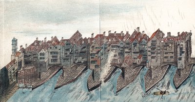オールド ロンドン ブリッジの一部、1600 年頃 作： Unbekannt