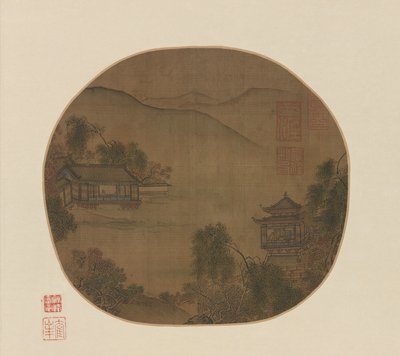 渓流沿いのパビリオン、明王朝、16 ～ 17 世紀。 作： Unbekannt