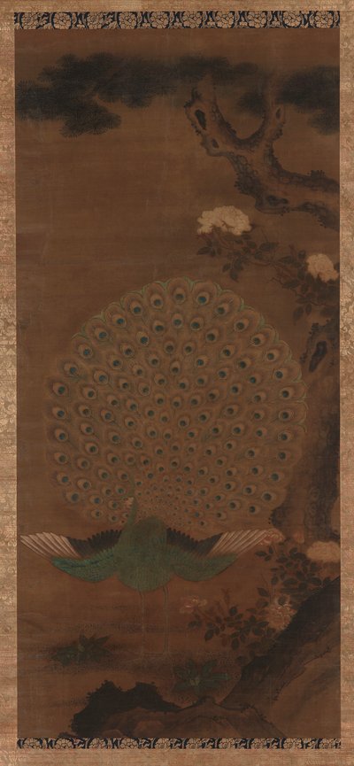孔雀、牡丹、松、江戸時代、1615-1868. 作： Unbekannt