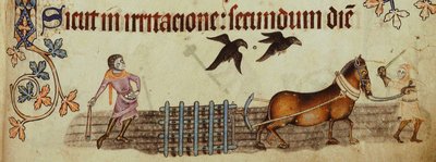 Luttrell Psalter、ca 1330から耕す農民 作： Unbekannt