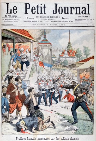 1903年にシャムの兵士によって虐殺されたフランスの保護下の人々 作： Unbekannt