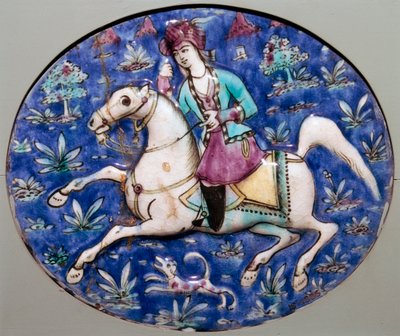 騎手を描いたペルシャ タイル、19 世紀 作： Unbekannt