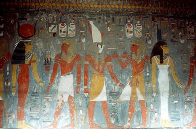 ファラオホレムヘブ、イシス女神とホルス神、古代エジプト人、紀元前14世紀 作： Unbekannt