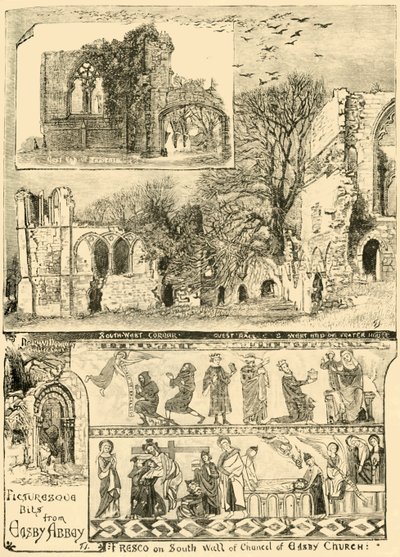 イーズビー修道院、1898年からの絵のようなビット。 作： Unbekannt