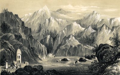 1847年、インドのガンジス川の源で巡礼者 作： Unbekannt