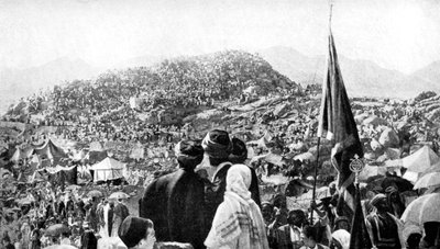 1922年、サウジアラビア、アラファト山でウクフを演奏する巡礼者 作： Unbekannt