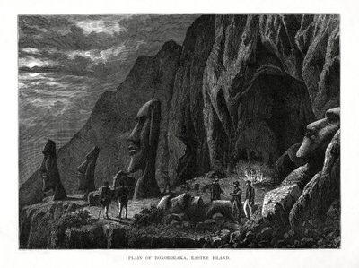 イースター島のロノロラカ平原、1877年 作： Unbekannt