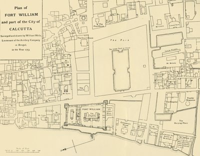 フォートウィリアムとカルカッタ市の一部の計画、1925年。 作： Unbekannt