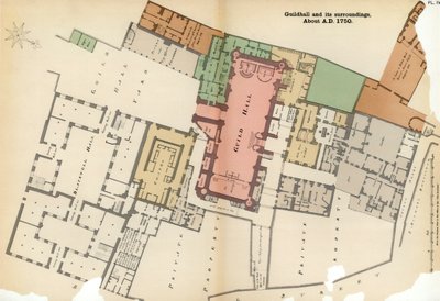 ギルドホールとその周辺の計画、ロンドン市、c1750 1886 作： Unbekannt