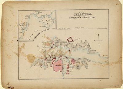 道路と要塞のあるセヴァストポリの計画c。 1858 作： Unbekannt