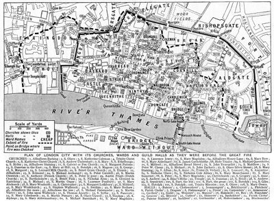 教会、区、ギルドホールを示すロンドン市の計画、1926年〜1927年 作： Unbekannt