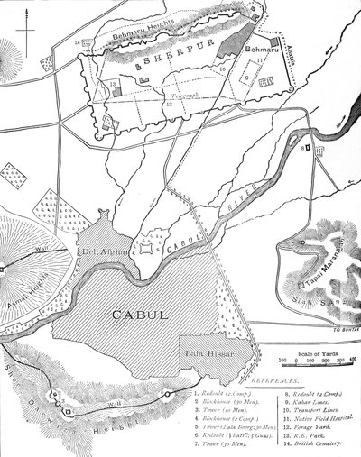 Sherpur Cantonments、c1880の計画 作： Unbekannt