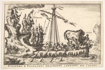 プレート8：Ceres Polifemo e Palemonio Argonauti condotti d ...、1664が率いるPolyphemusとPalemonius 作： Unbekannt