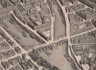 ポンヌフ。 パリの地図、テュルゴー、1739 年。 作： Unbekannt