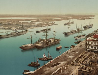 スエズ島ポートサイド、1900年頃（カラーフォトクローム 作： Unbekannt