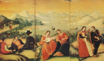 慶長時代の日本の屏風の一部、c1600、1936 作： Unbekannt
