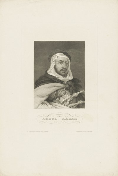アブデルカデルイブンムヒエディン1808-1883、1860年頃の肖像画。 作： Unbekannt