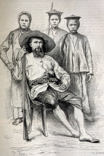 オーギュスト・パヴィ（1847-1925）の肖像 インドシナの探検家、外交官 - エングレーヴィング 作： Unbekannt