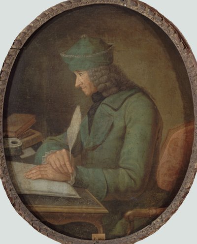 Francois Marie Arouet de Voltaire 1694-1778 の肖像、彼の書斎、18 世紀後半。 作： Unbekannt