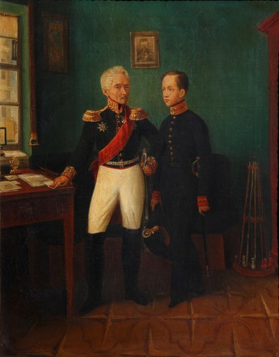 Fyodor Grigoryevich Friedrich General Goldgeuer 1771-1848将軍とSon Mikhailの肖像、c 作： Unbekannt