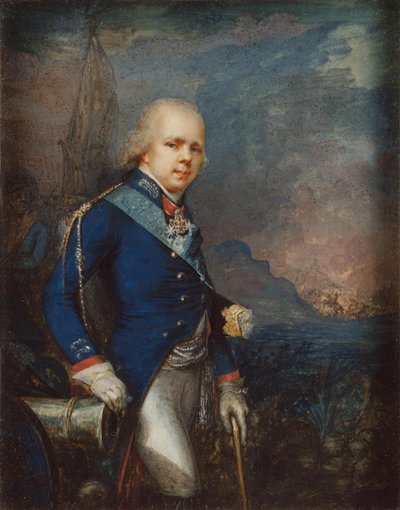 1799年のノーヴィの戦いの前の1779〜1831年のロシア大公コンスタンティンパブロビッチの肖像 作： Unbekannt