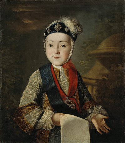 18世紀半ばの大公Pavel Petrovich 1754-1801の子供の頃の肖像画。 作： Unbekannt