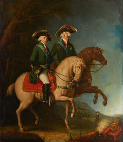 アレクサンドル・パブロヴィッチ大公とコンスタンティン・パブロヴィッチ大公の肖像、1795年。 作： Unbekannt