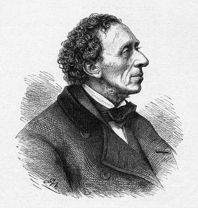 ハンス・クリスチャン・アンデルセンの肖像1805-1875、1850年頃。 作： Unbekannt