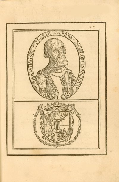 エルナンコルテス1485-1547の紋章付きの肖像、1588年。 作： Unbekannt