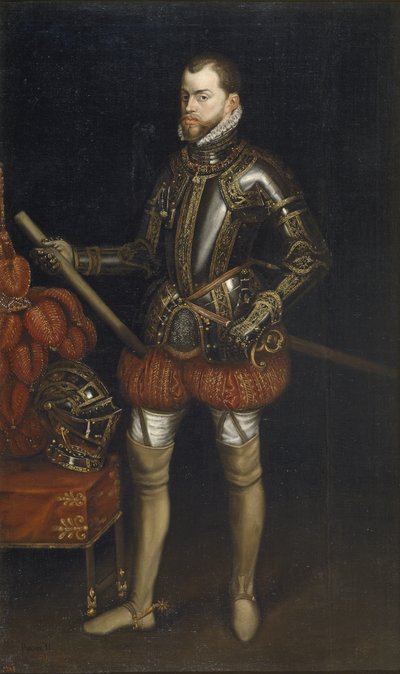 17世紀初頭のサンカンタンの戦いの鎧を着たフィリップII 1527〜1598の肖像 作： Unbekannt