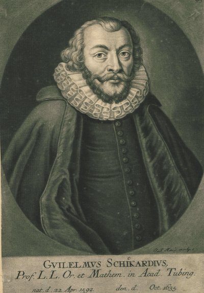 Wilhelm Schickard 1592-1635の肖像。 作： Unbekannt