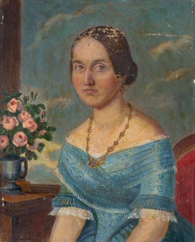 ネックレスを持つ女性の肖像 作： Unbekannt
