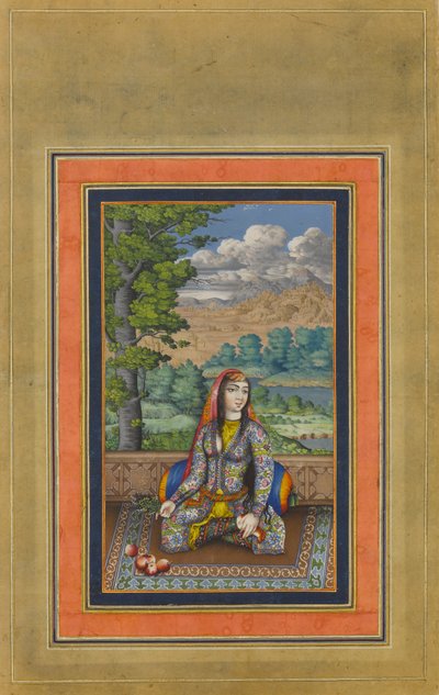 ペルシャの女性の肖像、デイビス アルバムのフォリオ。 1736-37。 作： Unbekannt