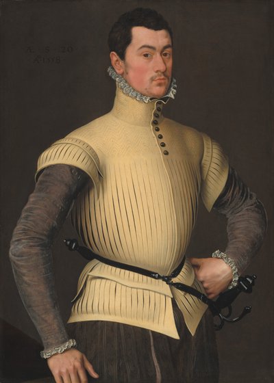 若い男の肖像、1558年。 作： Unbekannt