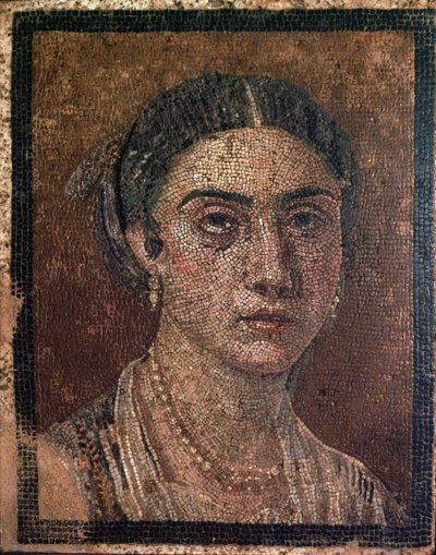 ローマの床モザイクからの女性の肖像、1世紀 作： Unbekannt