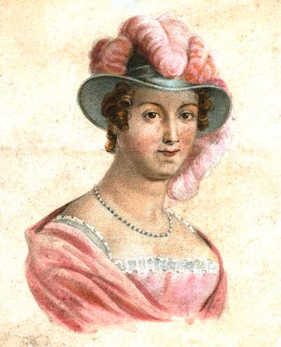 羽をつけられた帽子、c1750-1850の女性の肖像 作： Unbekannt