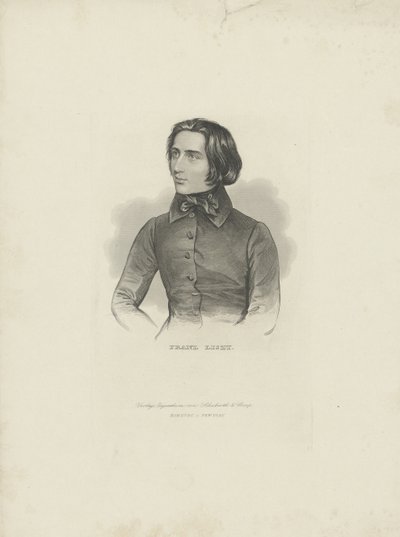 作曲家Franz Liszt 1811-1886、1840-1850の肖像。 作： Unbekannt