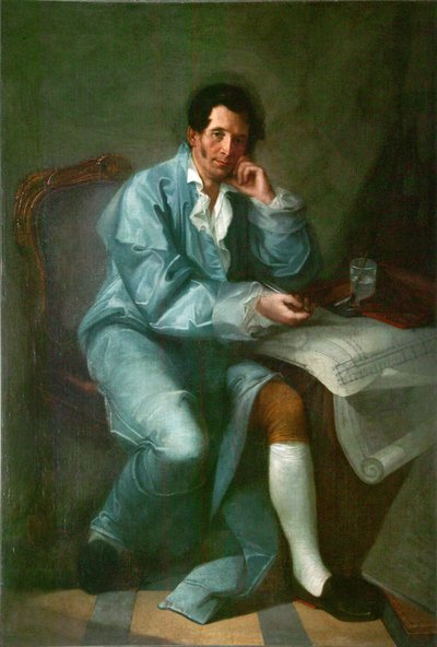 建築家ジャン・バティスト・ヴァラン・ド・ラ・モットの肖像」（1729-1800）。    作： Unbekannt